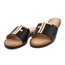 Filippo Fashionable women's slippers Black and Gold DK2103 1