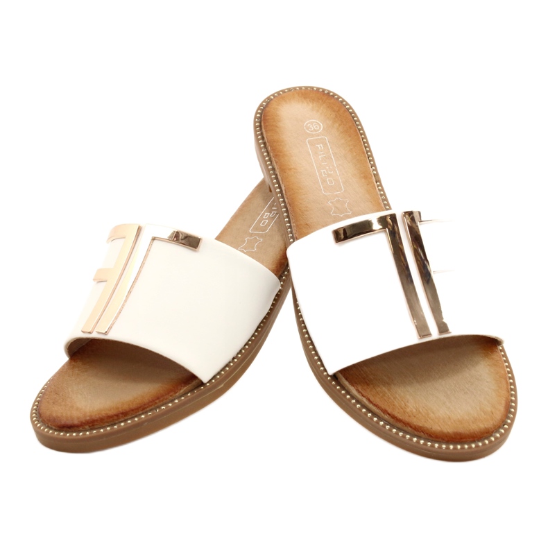 Filippo Fashionable women's white and gold slippers 3