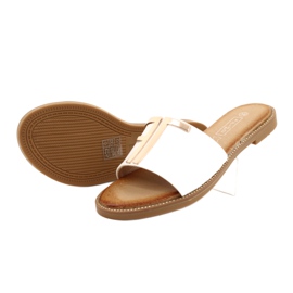 Filippo Fashionable women's white and gold slippers 2