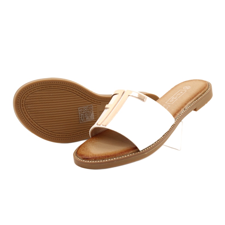 Filippo Fashionable women's white and gold slippers 2