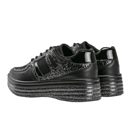 Black glitter sneakers with a thick Laurel sole 1