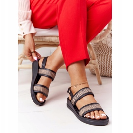 Leather Wedge Sandals Laura Messi 2232 Black beige 2 Leather Wedge Sandals Laura Messi 2232 Black beige 2