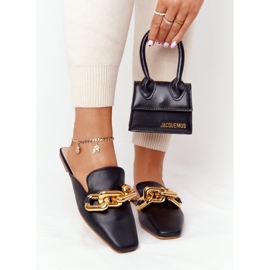 PS1 Black Call On Me Slippers With Uppers And Chain golden 1