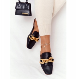 PS1 Black Call On Me Slippers With Uppers And Chain golden 2