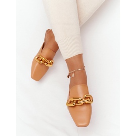 PS1 Slippers With Uppers And Chain Camel Call On Me brown golden 2