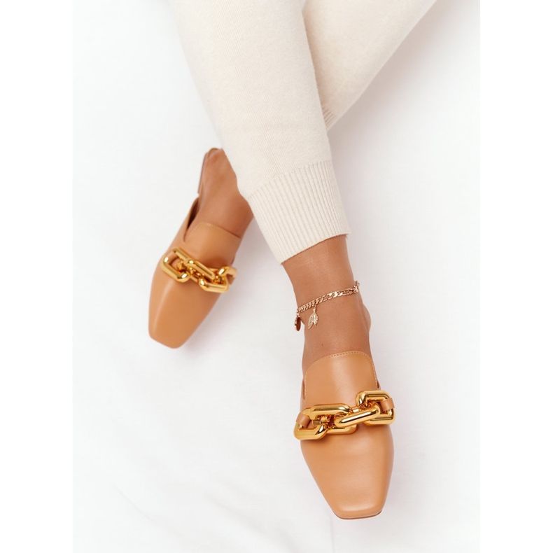 PS1 Slippers With Uppers And Chain Camel Call On Me brown golden 1