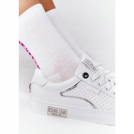 Women's Leather Sneakers Big Star HH274075 White and Silver 1
