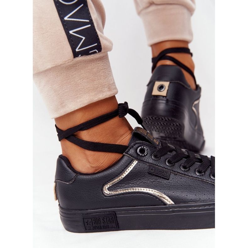 Women's Leather Sneakers Big Star HH274078 Black-Silver 1