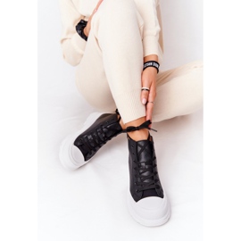 Women's Black Trissy Leather Sneakers On Large Sole 2 Women's Black Trissy Leather Sneakers On Large Sole 2