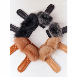 Leather Slippers With Fur Black Love You So 1 Leather Slippers With Fur Black Love You So 1