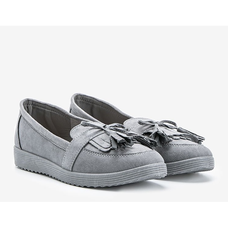 Magdalena gray loafers with fringes grey 1