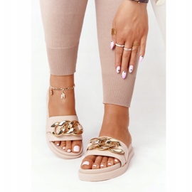 Nude Vacation Platform Slippers With Chain beige 1