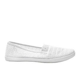 White openwork sneakers with Annabella cubic zirconia 1