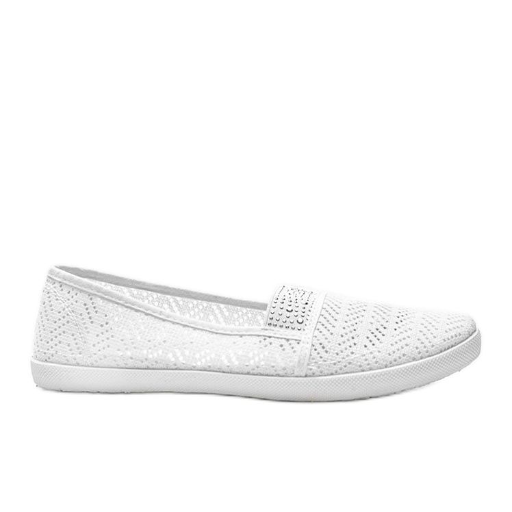 White openwork sneakers with Annabella cubic zirconia 1