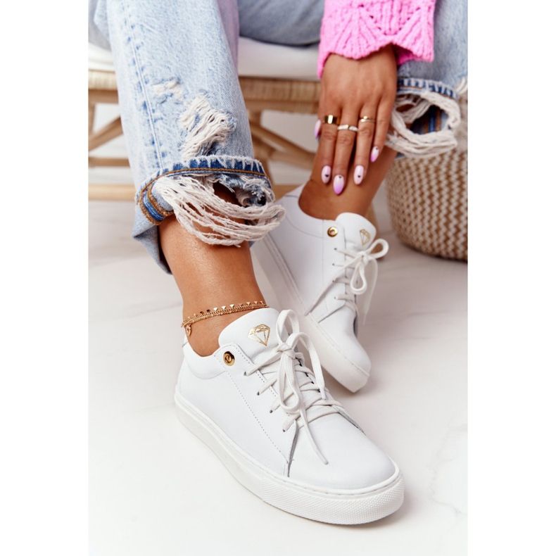 Women's Leather Sneakers White Nicole 2640 1