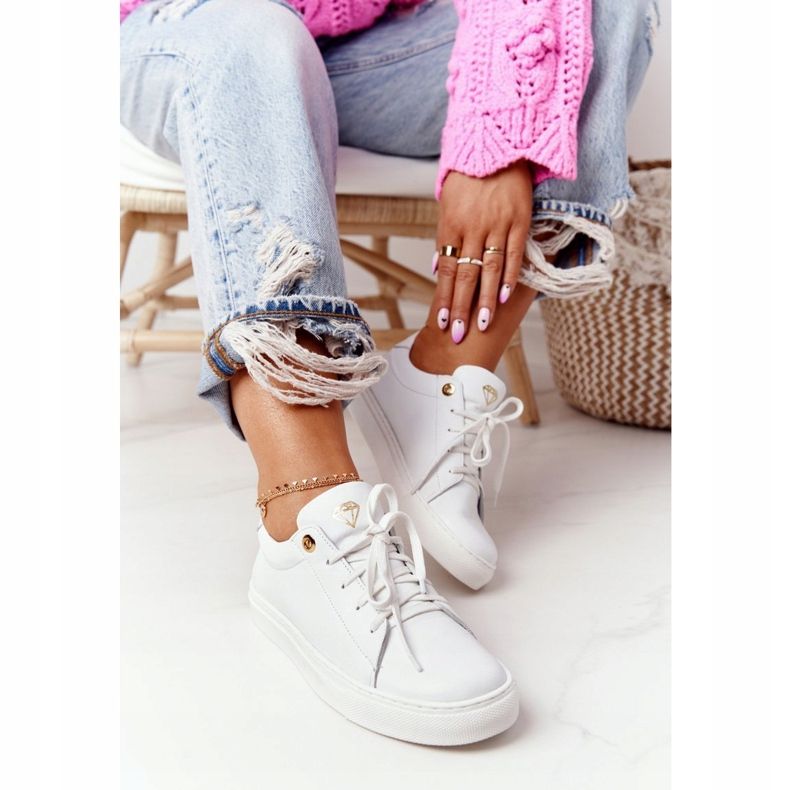 Women's Leather Sneakers White Nicole 2640 2