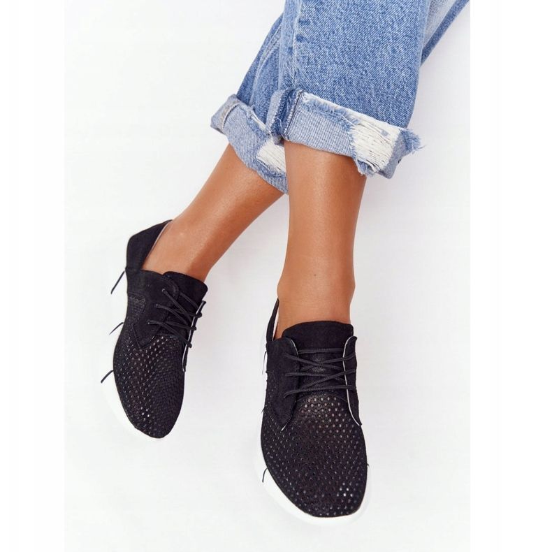 EVE Women's Black Leather Sports Shoes Day Trip 2