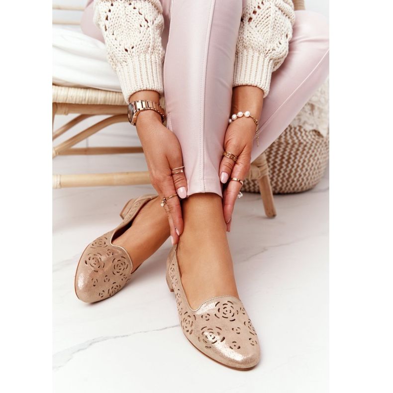 Openwork loafers Sergio Leone BL627 Gold beige golden 1 Openwork loafers Sergio Leone BL627 Gold beige golden 1