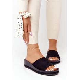 Black Slippers On Wedge Vinceza 21-17113 2