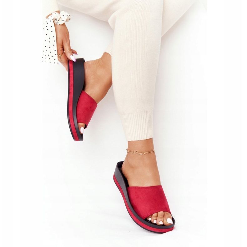 Slippers On Wedge Vinceza 21-17113 Red black 1