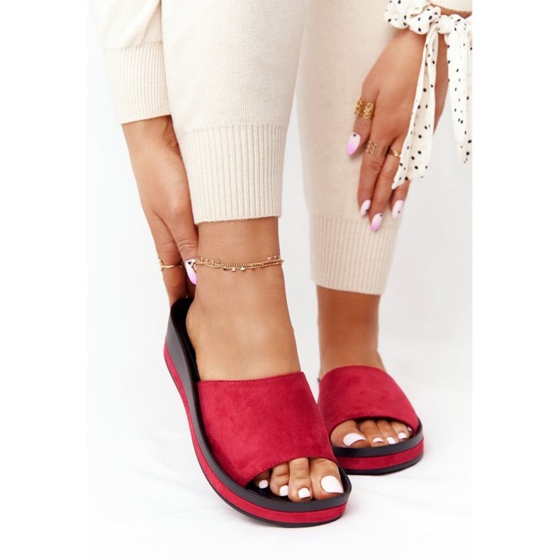 Slippers On Wedge Vinceza 21-17113 Red black 2