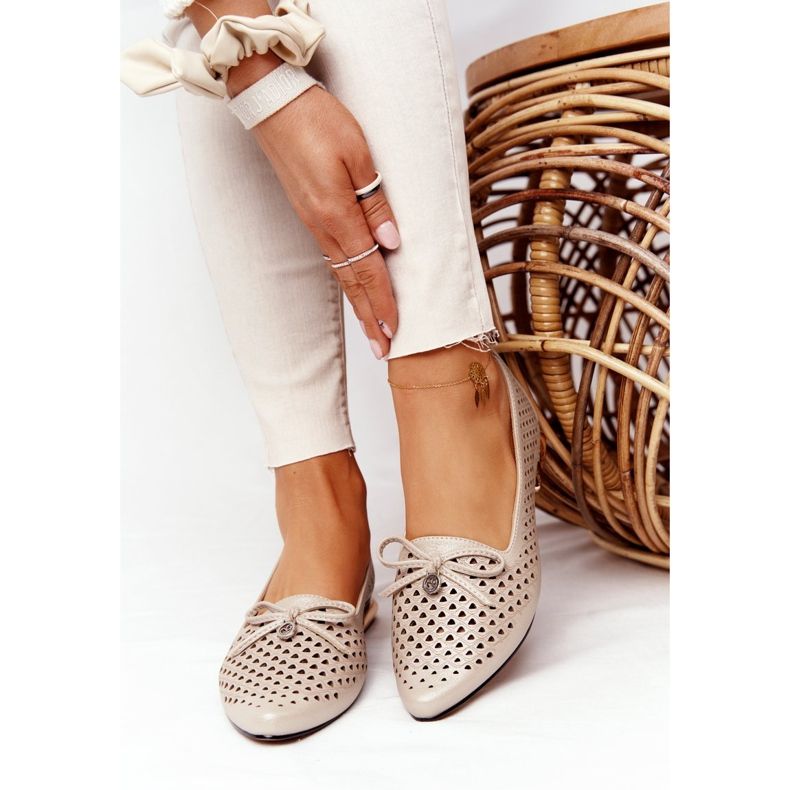 Openwork Loafers On Gold Heels Vinceza 21-10602 Golden beige 2