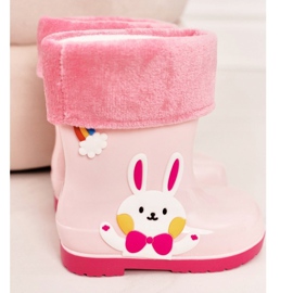 Children's warm rain boots with a pink bunny 1