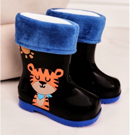 Children's Black Warm Rain Boots With A Tiger 2