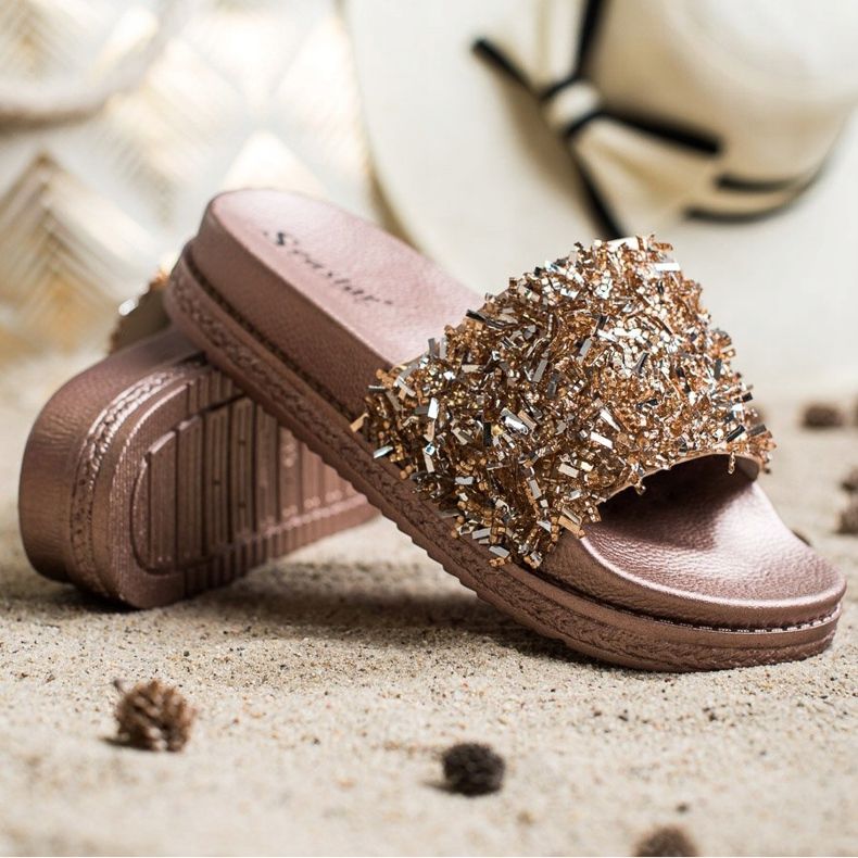 Seastar Fashion Crystal Slippers golden 1