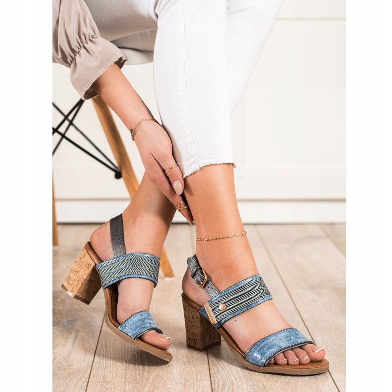 SHELOVET Comfortable Sandals On A Bar blue 1