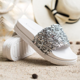 Seastar Fashion Crystal Slippers white silver 1
