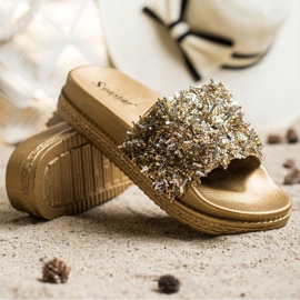 Seastar Fashion Crystal Slippers golden 1
