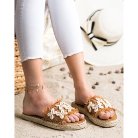 Seastar Braided Flip Flops With Shells brown 2