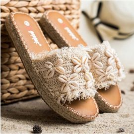 Seastar Espadrilles, Braided Flip Flops With Shells beige 1