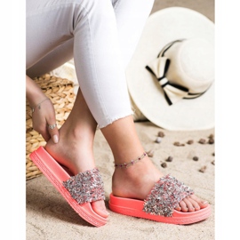 Seastar Fashion Crystal Slippers red pink 1