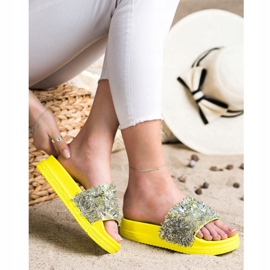 Seastar Fashion crystal slippers silver yellow 1