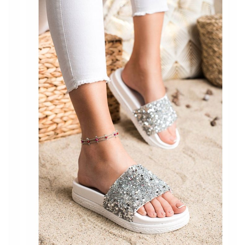 Seastar Fashionable Slippers On The Platform white silver 1