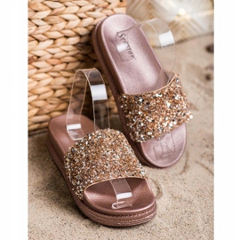 Seastar Fashionable Slippers On The Platform brown golden 2