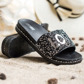 SHELOVET Love platform slippers black silver 1 SHELOVET Love platform slippers black silver 1