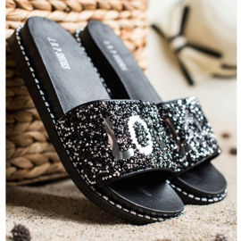 SHELOVET Love platform slippers black silver 2 SHELOVET Love platform slippers black silver 2