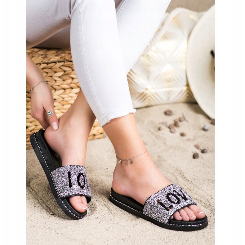 SHELOVET Love platform slippers black silver 2 SHELOVET Love platform slippers black silver 2