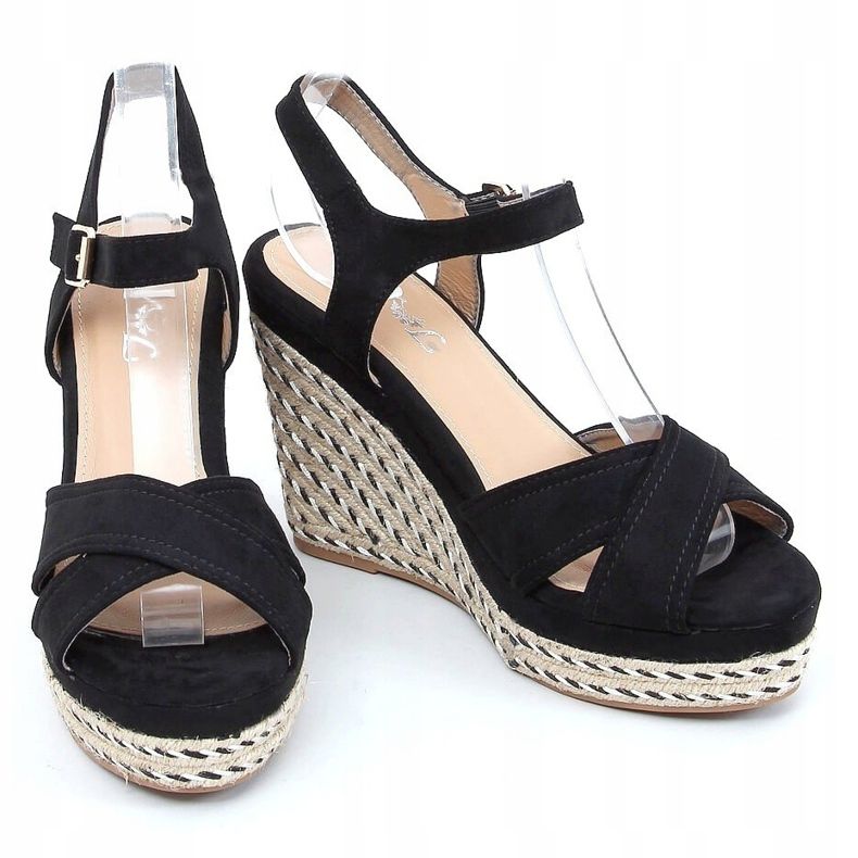 Black sandals on a wedge heel WH-255 Black 2