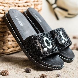 SHELOVET Love platform slippers black 2
