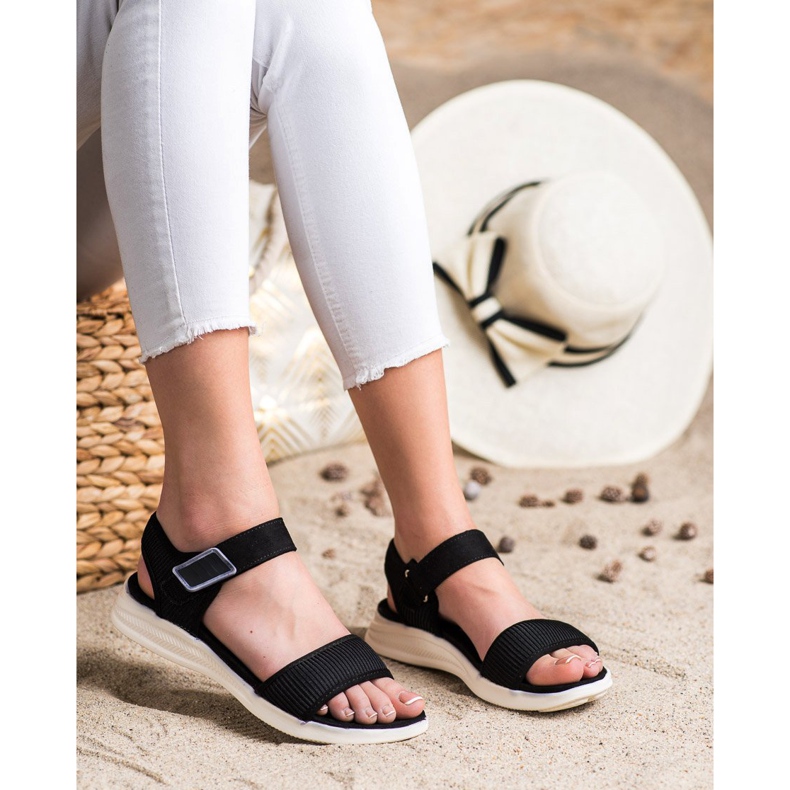 Evento Comfortable Sandals With Velcro black 1