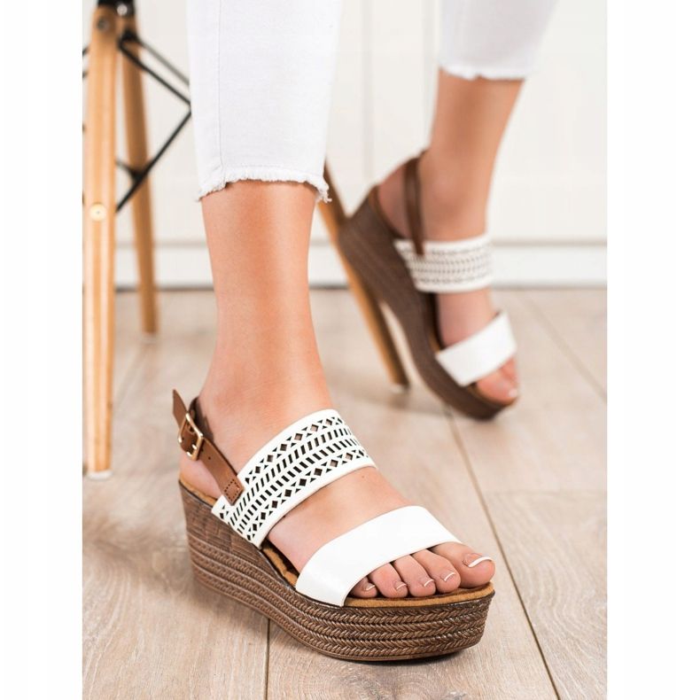S. BARSKI White Sandals On Wedge S.BARSKI brown 2