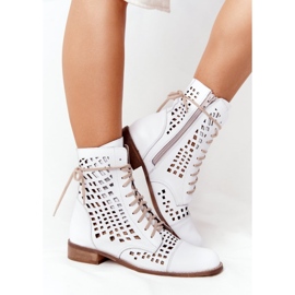 Openwork leather boots Nicole 2627 White 1