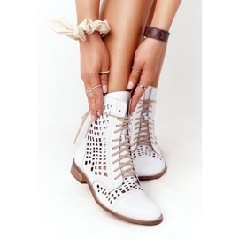 Openwork leather boots Nicole 2627 White 2