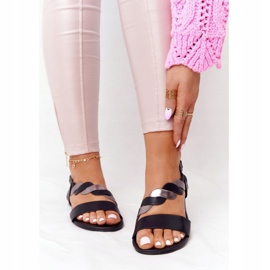 Leather Sandals Vinceza 21-17117 Black and Silver 2