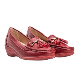 Burgundy eco-leather loafers on wedge Anne red 1