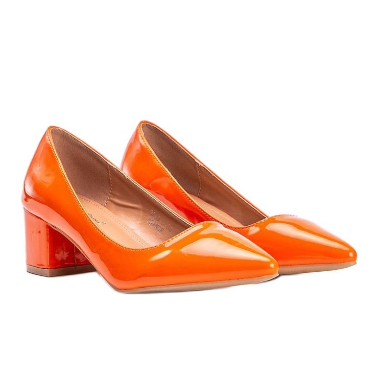 Orange patent leather shoes sales